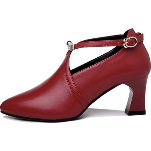 Pointed Thick Heel Single Shoes, Flat Buckle Solid Color Shoes For Women, WomenS Waterproof Platform Shoes