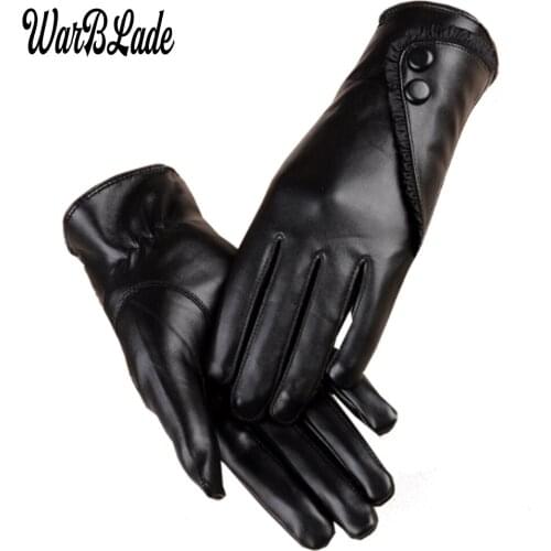 Touch Screen PU Leather Gloves Women Winter Mittens Warm Gloves For Woman Winter Glove guantes mujer European style WBL