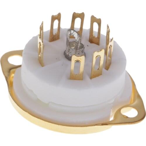 Gold Plated Ceramic 9pin PCB Mounting Tube Socket for 12AX7,12AT7,ECC83