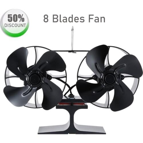8 Blades Stove Fan Mini Woodburner Stove Fan Silent Operation Ideal Small Log Burner Fan and Woodburner Fireplace Fan Black New