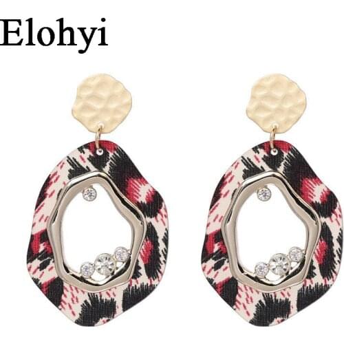 ELOHYI New Design Big Crystal Dangle Earrings For Women Trendy Bohemia Geometric Statement Drop Earrings Wholesale Free S