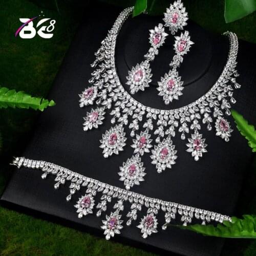 Be 8 Brilliant crystal AAA CZ Queen Women Jewelrt Sets Bridal Fashion Jewelry Wedding Party Necklace Set parure bijoux femmeS071