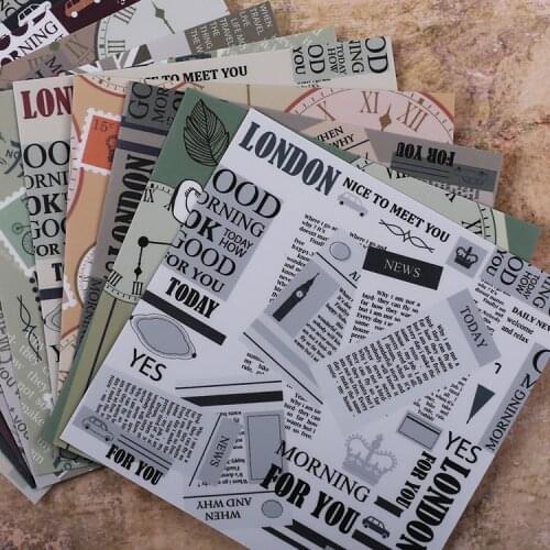 11pcs/ pack Creative Cute Self-made old times newspaper Scrapbooking Stickers /Decorative Sticker /DIY Craft Photo Albums
