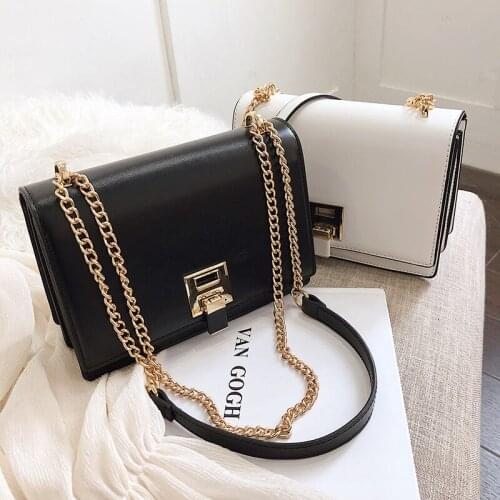 2021 New Fashion Girls PU Leather Plain Handbags Crossbody Bags Novelty Small Zipper Shoulder Bags Designer Chain Flap Bags