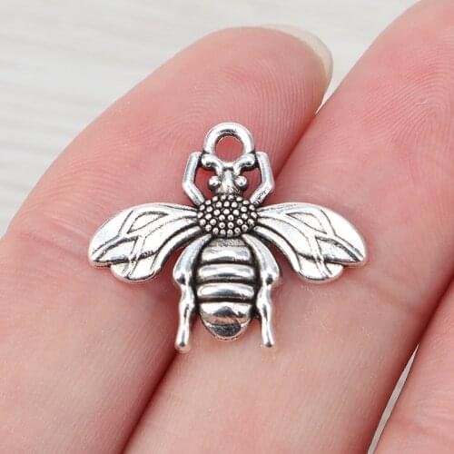 30 x Metal Bumble Bee Honeybee Charms Pendants Beads for DIY Handmade Jewelry Making Findings 22x19mm