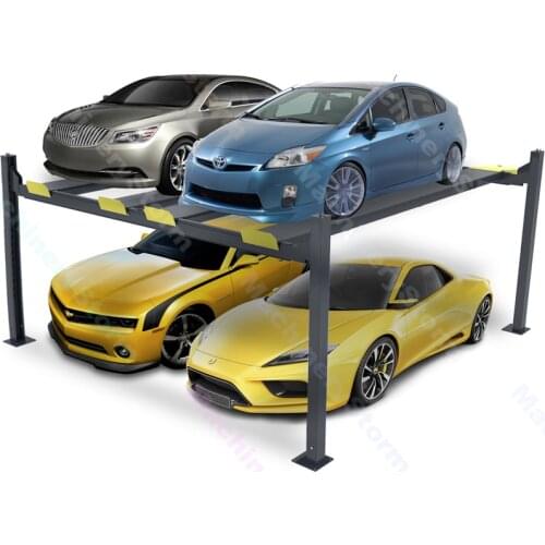 4 Spaces Hydraulic Four Post Car lift for Vehicles Parking Double wide Car Parking System Dual Platform Super park lift