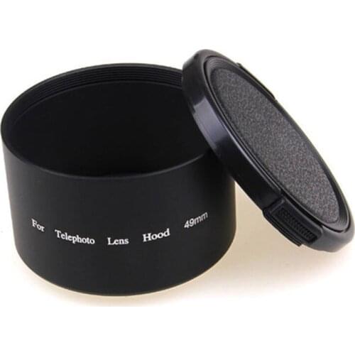49mm 49 mm Tele Metal Lens Hood+Lens cap For Sony A6500 A6300 A6000 A5000 NEX-3N NEX-5R NEX-5T NEX-7 NEX-6 With E 55-210mm Lens