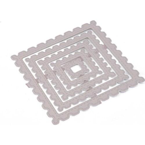 5pc New Metal Cutting Dies DIY Scrapbooking Square Postage Stamp Die Cut Stencils Making Album Paper Cards Template Crafts Decor