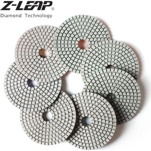 Z-LEAP 7PCS 4" Diamond Polishing Pad Marble Granite Stone Abrasive Disc Workable Thickness 3.5mm Wet For Angle Grinder Grinding