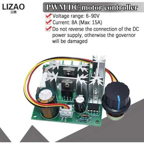 Poleless speed-adjusting DC motor controller general DC 6V to 90V pwm dc motor speed controller PLC 15A