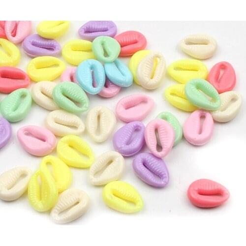 Trend 13x18mm 50pcs Mixed Candy Color Shell Acrylic Beads Loose Beads For Jewelry Making DIY Earrings Necklace Pendants Supplies