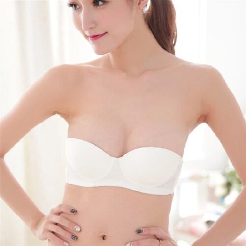 White Color Sexy Wedding Sexy Bralette Strapless Invisible Push Up Bra for Women Glossy Adjustable Straps Small Chest Cotton Bra