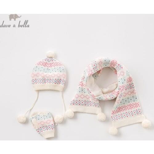 DBA8612 dave bella winter autumn children boutique hat baby hat infant toddler scarf kids gloves