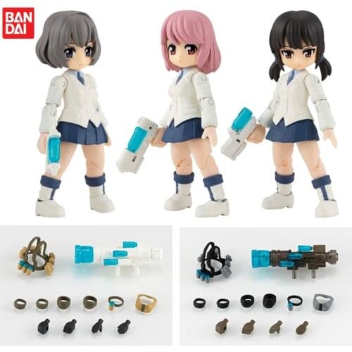 Bandai Genuine Gashapon Anime AQUA SHOOTERS Doll 02 JK Uniform Loli Kawaii Water Gun Girl Action Figure Assembly Gacha Toys