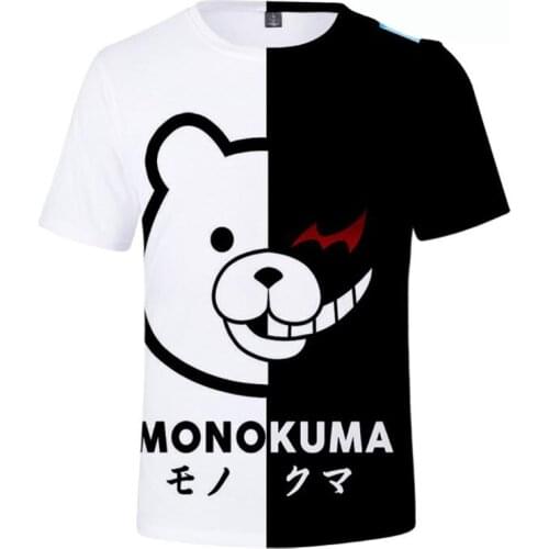 Anime Danganronpa T Shirt Men Women 3D T-shirt Monokuma Cosplay Funny Tshirt Black White Bear Anime Graphic Tees Kawaii Clothes