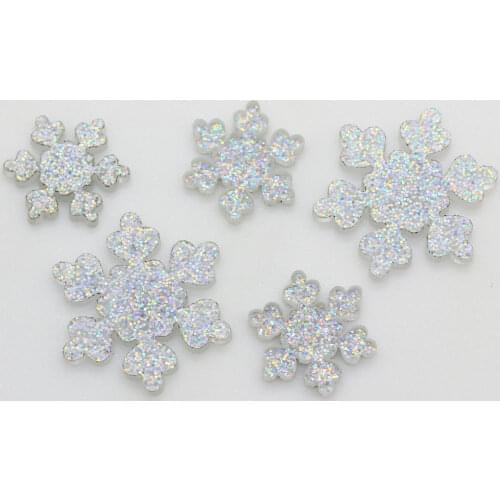100/50pcs Glitter Snowflake Resin Cabochon Flatback Embellishment DIY Scrapbooking Crafts Christmas Home Decoration