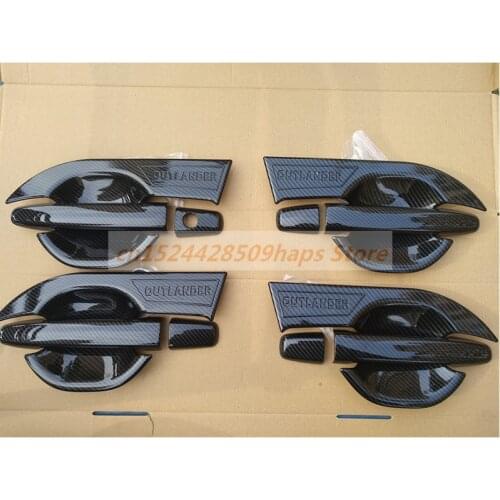 Carbon Fiber Printed Car Exterior Door Handle Cover Door Bowl For Mitsubishi Outlander 2016 2017 2018 Moulding Trim