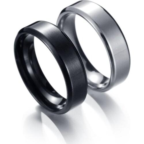 4mm Ring Men Smooth Black/Silvery Fashion Stainless Steel Classic Ring For Women Wedding Bands Male Jewelry