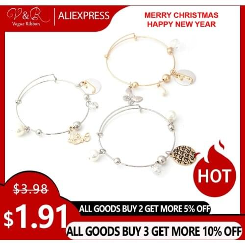 Rhodium Stretch Bracelet Set 3pcs with Letter J/ LOVE/ Butterfly/ Faceted Glass Ball Alex and Ani Bracelet