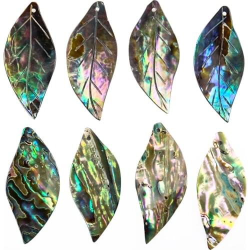 2PCS Natural Abalone Shell Charms Pendant Leaf Shell Carving Collection DIY Jewelry Findings Making Accessories Earring Necklace