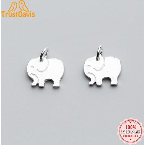 TrustDavis Real 925 Sterling Silver Fashion 2021 Sweet Elephant Charm Pendant Handmade DIY Accessories Jewelry Wholesale DZ155
