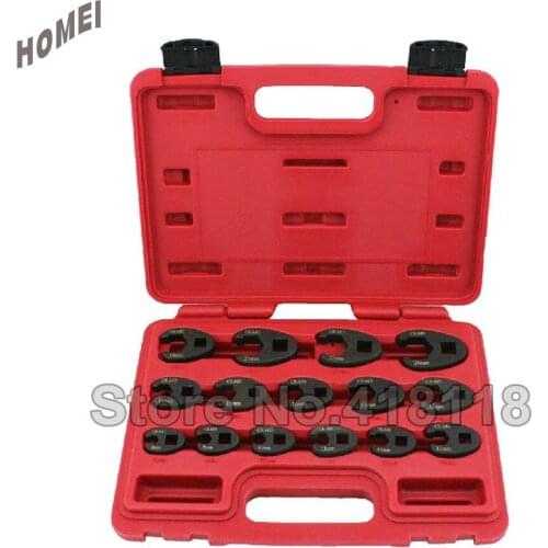 15PCS Single Opening Wrench Set Offset Flare Nut Wrench Spanner