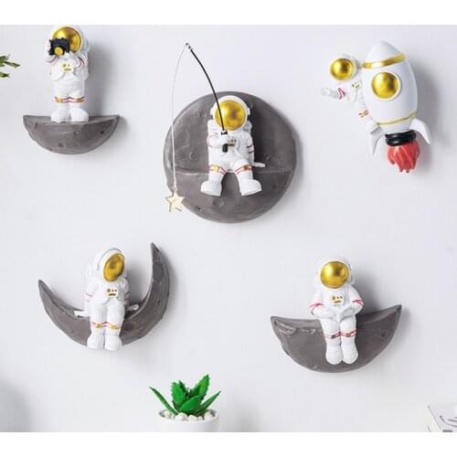 Nordic Resin Wall Decoration Astronaut Wall Shelves Bedroom Modern Desk Home Decoration Accessories Hanging Wall Shelf Gifts