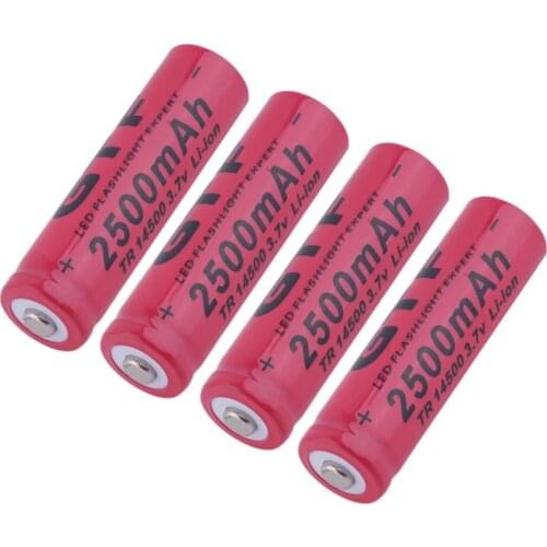 3.7V 2500mAh 14500 Li-ion Battery 14500 AA Rechargeable Batteria Lithium Cells for Led Flashlight Headlamps Toys with Top Head