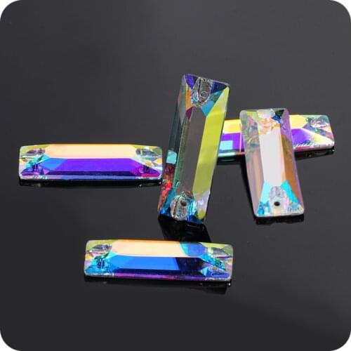 Princess Baguette Crystal Sewing Diamonds Flatback Clothes Decoration Button Diy Jewelry Rhinestone Multi Size Rectangle Glass