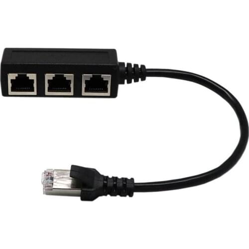 RJ45 Splitter Adapter, RJ45 1 Male to 3 Female Ports Socket Adapter Interface Ethernet Cable 8P8C Extender Plug LAN Network Conn