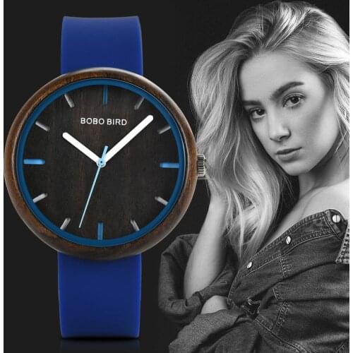 Reloj Muje BOBO BIRD Coloful Silicone strap Wooden Womens Watches Fashion Customizable Gift Wooden Box For Girlfriends Daughter