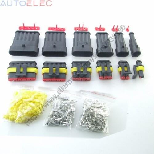 30 Sets super seal AMP Tyco Wire connector 1.5 Kit 1/2/3/4/5/6Pin Female and Male Waterproof connector Automotive Connector Plug
