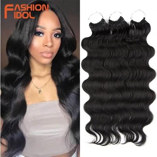 FASHION IDOL Body Wave Crochet Hair 22Inch Soft Long Synthetic Hair Goddess Braids Natural Wavy Ombre 613 Blonde Hair Extensions