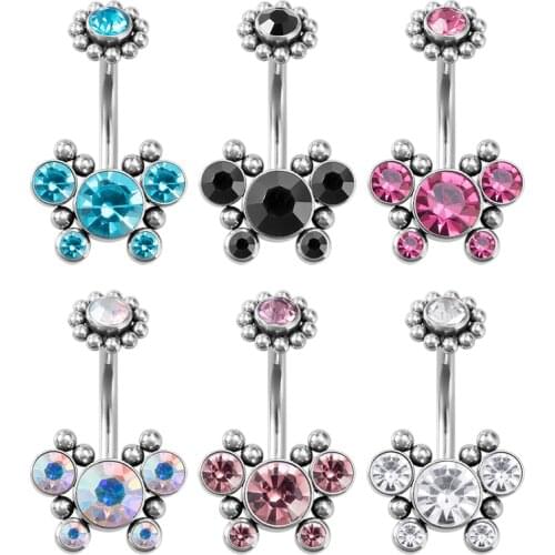 1pc CZ Gem Butterfly Belly Button Ring Navel Piercing Bar Surgical Steel Ombligo Party Barbell for Woman Sexy Body Jewelry 14G