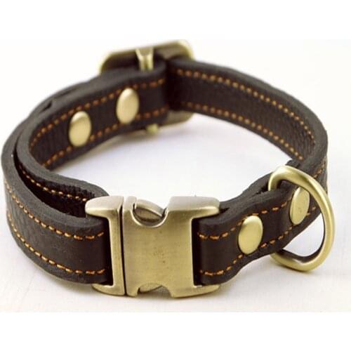 10pcs/lot Genuine Leather Dog Collar Neck Buckle Zinc Buckle Adjustable Neck Strap for Large Medium Pet Dog