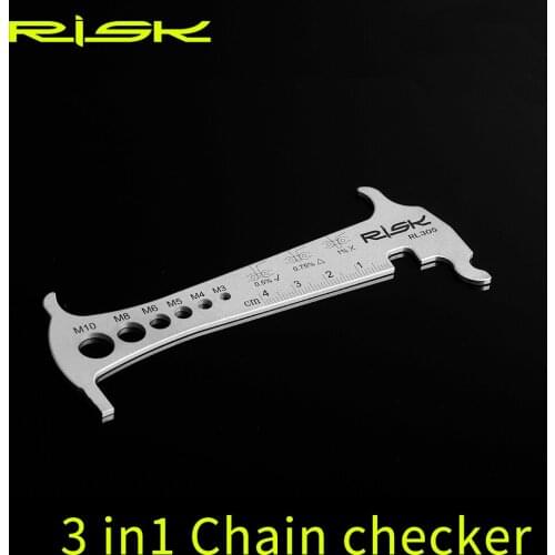 Risk Stainless Steel Go/No-go Bike 3 in 1 Chain Checker MTB Bike Road Bicycle Chain Wear Loss Indicator Checker W/Chain Hook