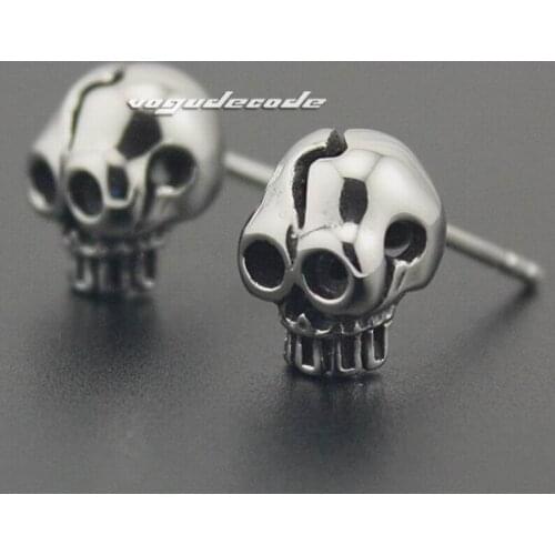 316L Stainless Steel Skull Mens Stud earrings 3Q009(2 Pieces)
