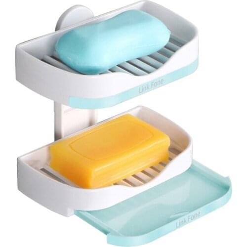 Bathroom Accessories Soap Holder Toilet Punch-free Wall Hanging Double-layer Drain Tray Storage Box Storage Rack Keep It Dry