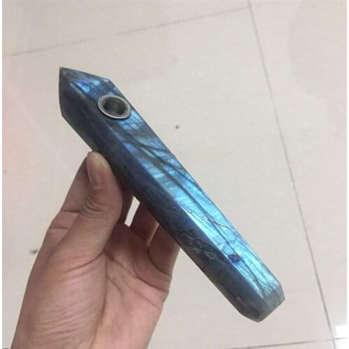 Large Crystal Natural heavy flash labradorite quartz Crystal Point Wand Gemstone smoking pipes for healthy tobacco Healing