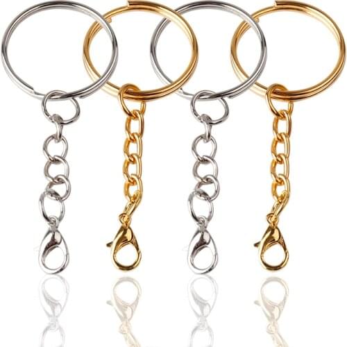 25mm Keychain With Split Ring Iron Blank Circle Keyfob Keyrings With Lobster Clasp Pendant Holder Key Ring Home DIY Jewelry
