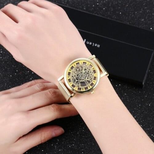 Fashion Watch Men Skeleton Watch Men Stainless Steel Mesh Band Quartz Wristwatch Clock Relojes Mujer Reloj Hombre Dropshipping