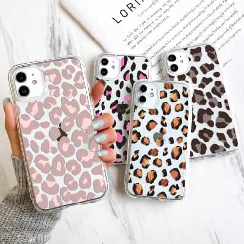 Leopard Pattern Case For iPhone 11 12 Pro Max Case Clear Funda iPhone11 12 Pro Max X XS XR 7 8 SE 2020 6 6S Plus 12 Mini Cover