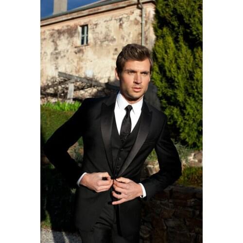 Hot Sale Black Groom Tuxedos Groomsmen Morning style Man Men Wedding Suits Prom/Formal/Bridegroom Blazer