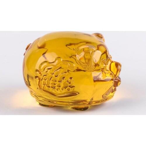 1 pcs K9 Crystal Lucky Fortune Pig Figurines Miniatures Glass Animal Ornaments Craft Gifts Home Decoration Fengshui Accessories