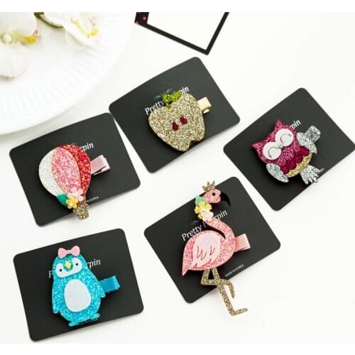 Korea New Style Childrens Hair Clip Girls Cute Sequins Fruit Hairpin Animals Little Girl Duckbill Hair Accessories