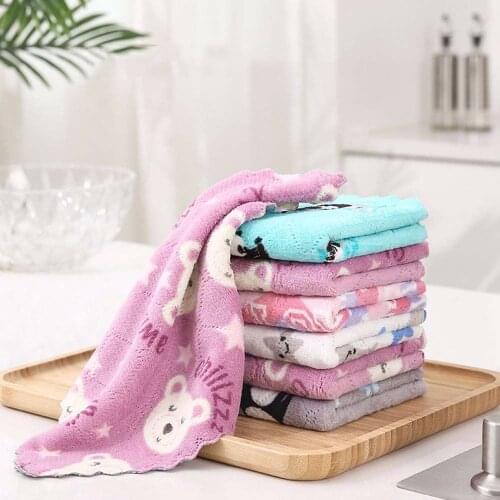 Kitchen Anti-grease Wiping Rags Tableware Bowl Efficient Water Absorbent Coral Velvet Cleaning Cloth Washing Dish Cleaning Towel