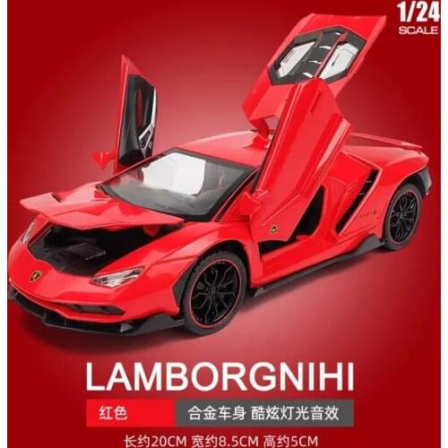 1: 24 lambo 770 Gini sports car model simulation alloy childrens toy car model childrens toy car model birthday gift red car