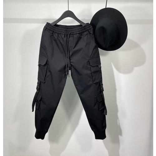 Owen Seak Men Casual Pencil Pants High Street Wear Mens Clothing England Sweatpants Preppy Autumn Winter Cross Black Pants