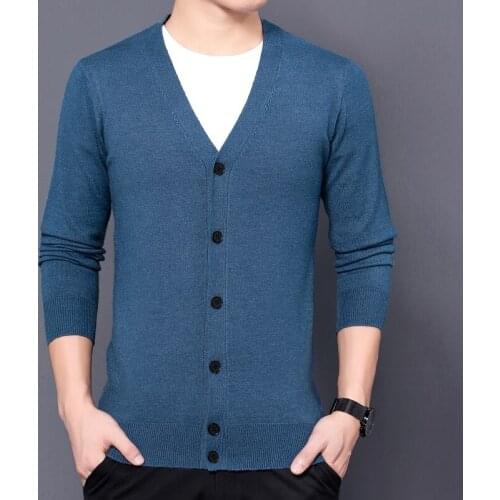 Men Knitted Cardigan 2021 Spring Autumn Mens Long Sleeve Single-breasted Solid Sweater Coat Jacket