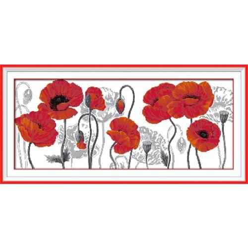 Joy Sunday Beautiful Flower Pattern Cross Stitch Set 14CT DMC Printed on Canvas Handmade Cross Stitch Kits Home Decor Send Gift